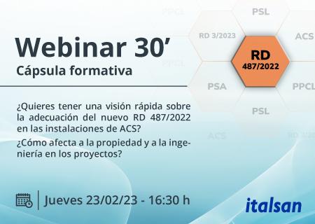 Webinar nuevos RD 487/2022 y 3/2023. Cómo afectan a las instalaciones desde el proyecto a la propiedad del edificio Webinar nuevos RD 487/2022 y 3/2023. Cómo afectan a las instalaciones desde el proyecto a la propiedad del edificio